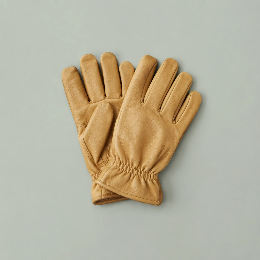 Pair of tan leather gardening gloves