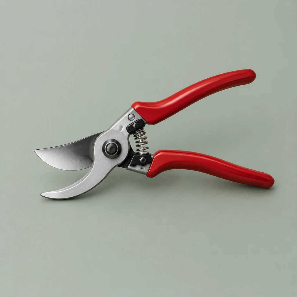 Bypass secateurs with red handles
